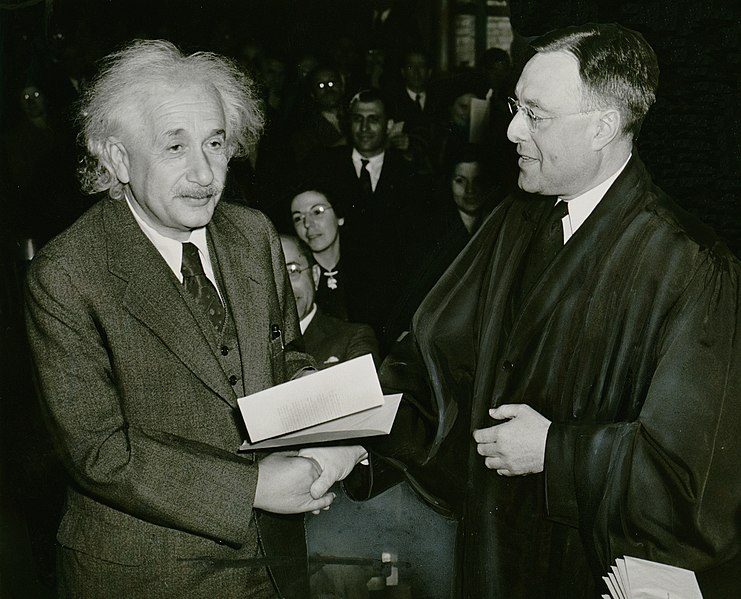 Einstein receiving his citizenship